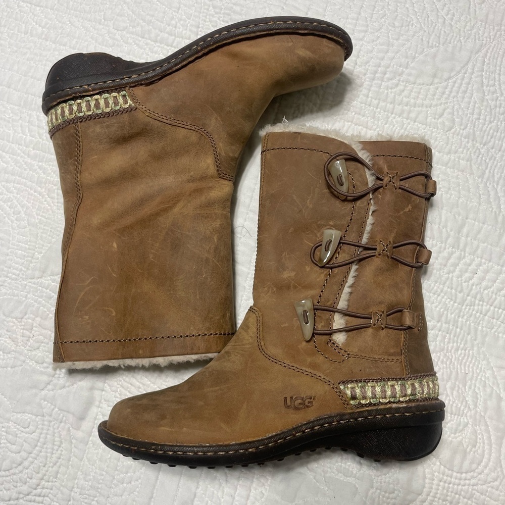 EUC UGG Australia Kona Brown Waterproof Boots SZ 7 - Picture 4 of 12